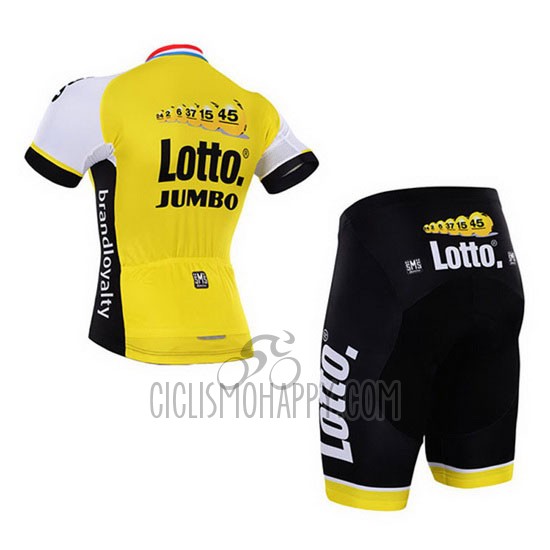 Lotto NL Jumbo Cycling Jersey Bib Short 2016 Short Sleeve White and Yellow